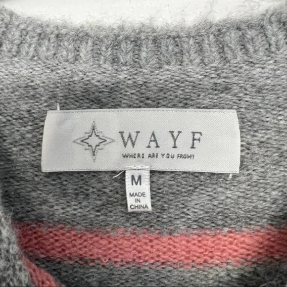 WAYF Stripe Sweater Gray M Tie Bow Waist - Picture 3 of 6